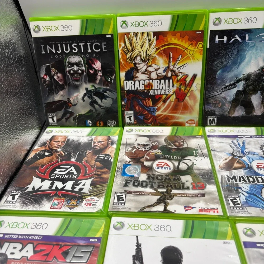 Microsoft Xbox 360 Video Game Lot 12 Games Halo COD NCAA Football 13 Good Bundle
